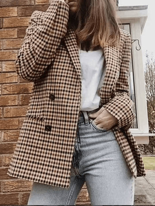 Heidi-Mode | Damen Lässiger Baumwoll Blazer mit Praktischen Taschen