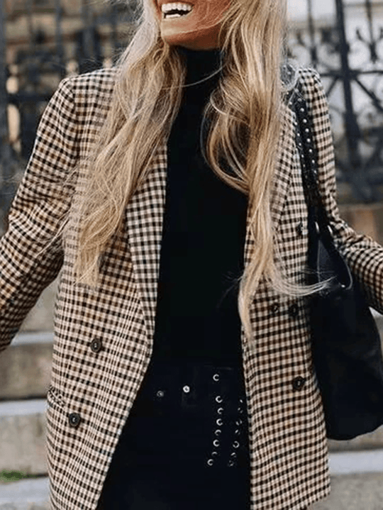 Heidi-Mode | Damen Lässiger Baumwoll Blazer mit Praktischen Taschen