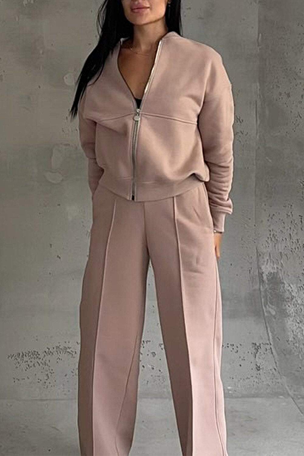 Heidi-Mode | Damen Reißverschluss Zweiteiler Jacke & Hose Sportlich Elegant