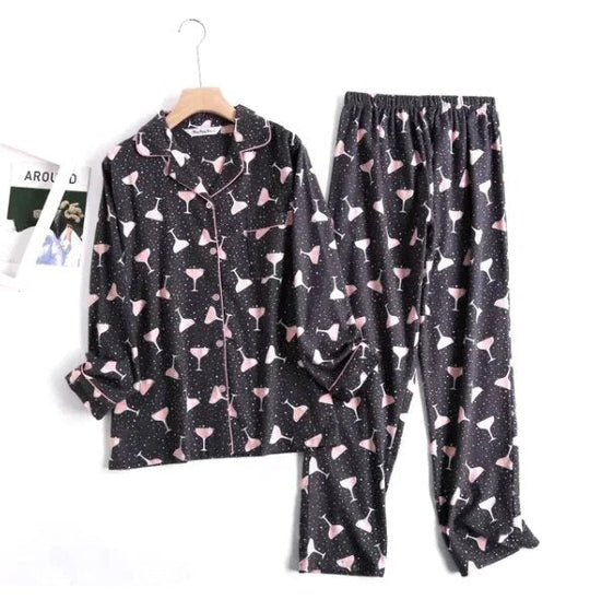 Heidi-Mode | Bequemes Damen Pyjama Satz mit Lebendigen Mustern Zweiteiler