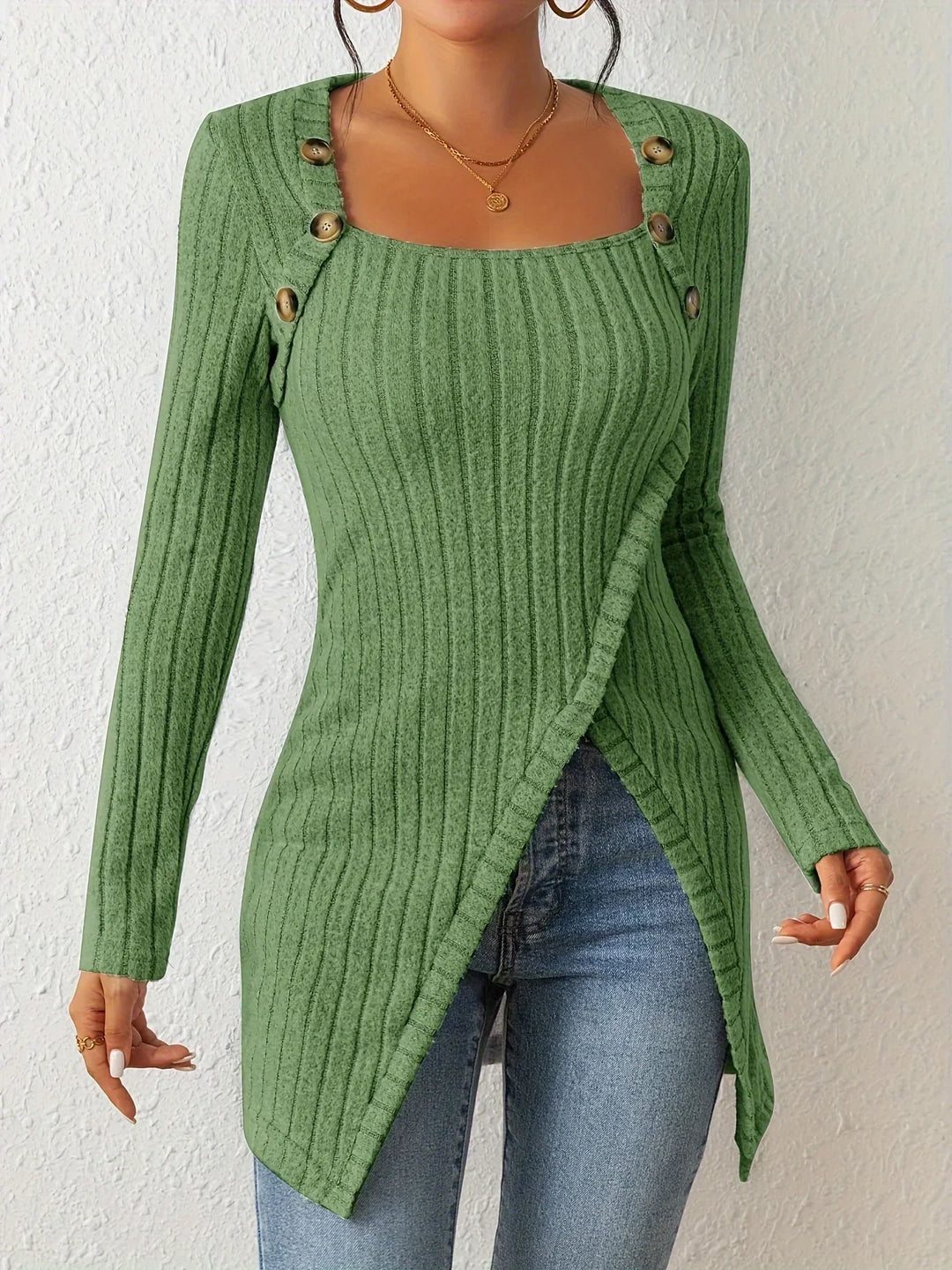 Heidi-Mode | Assymetrisch Gerippter Pullover