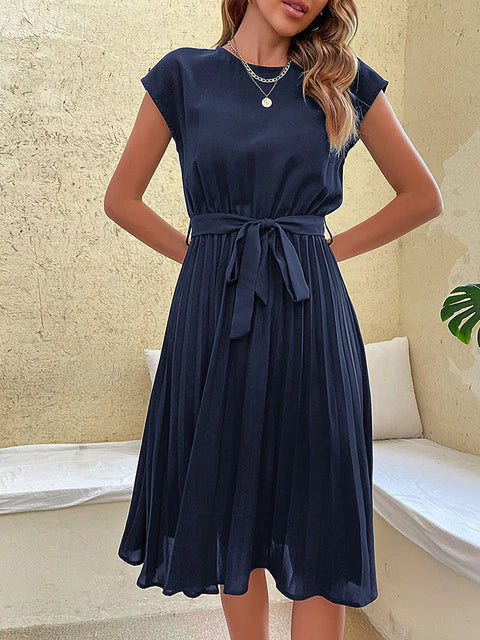 Heidi-Mode | Plissee Mini Kleid mit Kurzen Ärmeln für Den Sommer