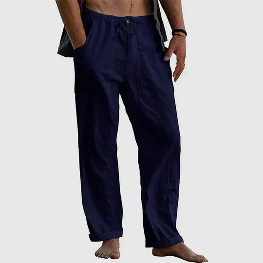 Heidi-Mode | Damen Leinen Hose mit Kordelzug Lässig Fit