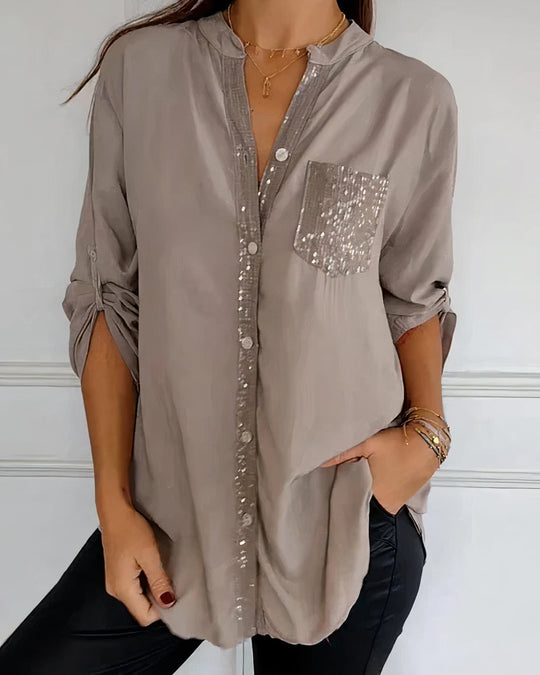 Heidi-Mode | Lässiges Geknotetes Top mit Pailletten