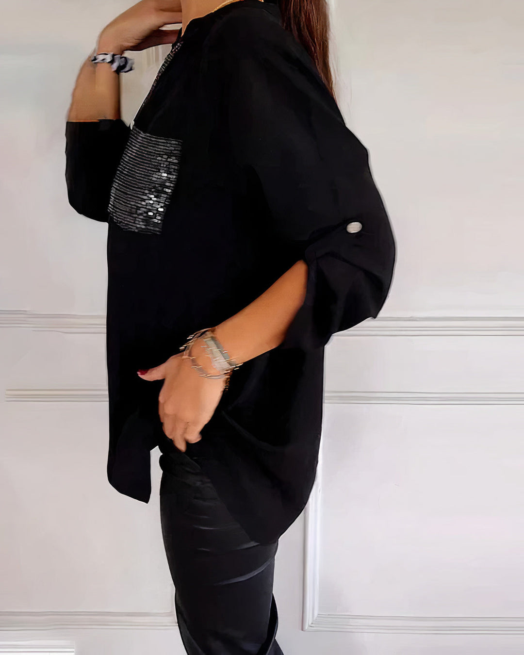 Heidi-Mode | Lässiges Geknotetes Top mit Pailletten