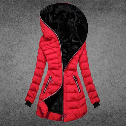 Heidi-Mode | Asymmetrische Kapuzen-Pufferjacke