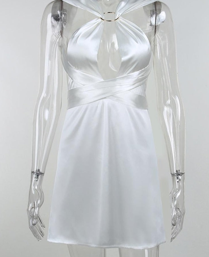 Heidi-Mode | Satin Hollow Bandage Mini Kleider