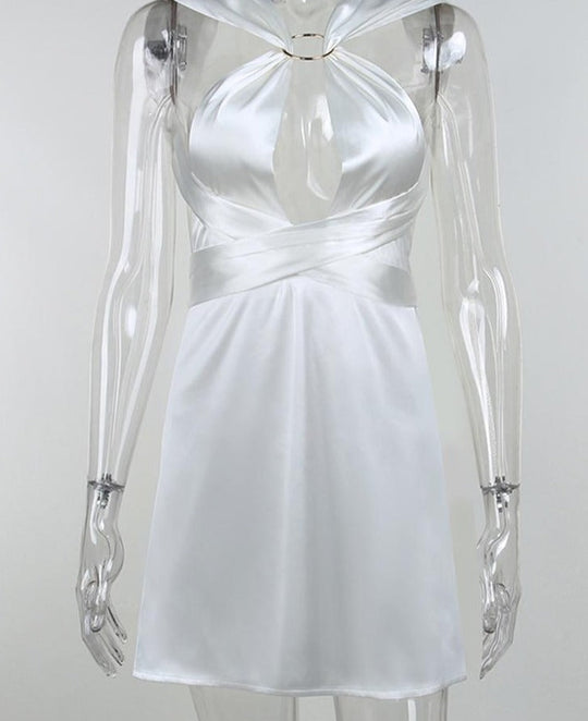 Heidi-Mode | Satin Hollow Bandage Mini Kleider