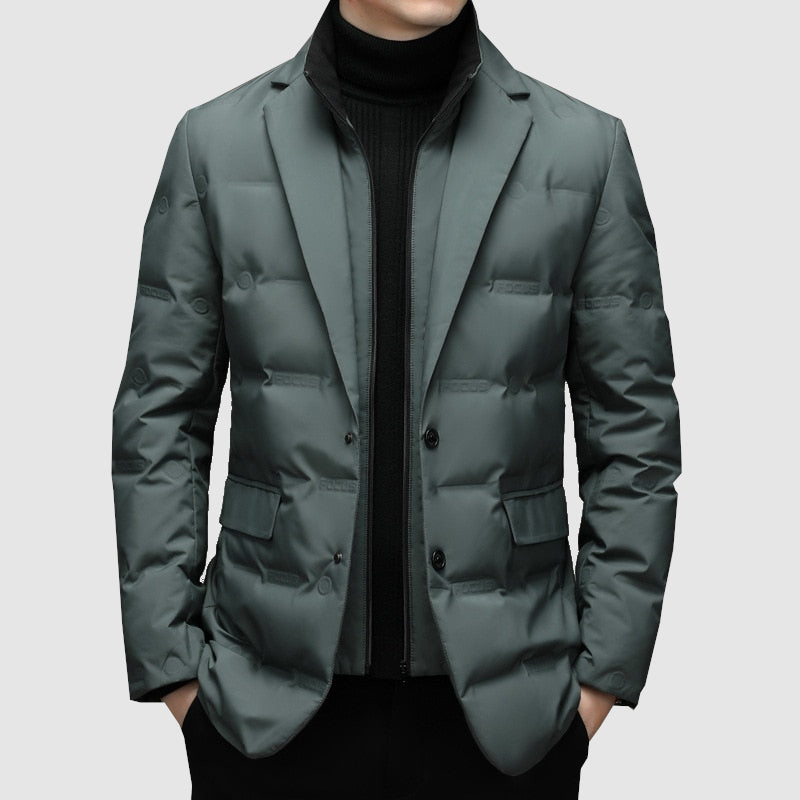 Heidi-Mode | Herren Winter Puffer-Jacke - Blazer-Stil mit gesteppten Einsätzen