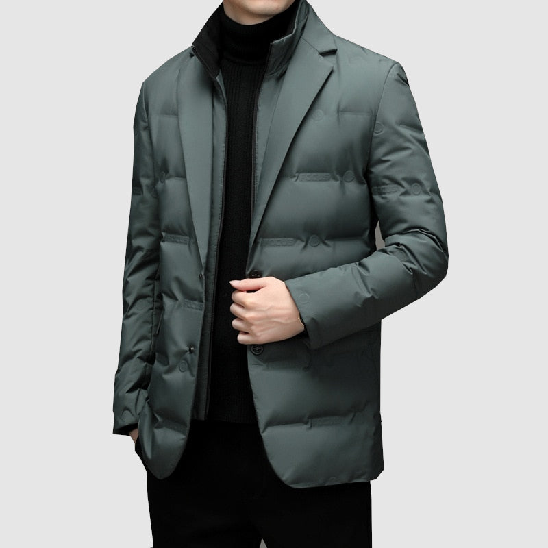 Heidi-Mode | Herren Winter Puffer-Jacke - Blazer-Stil mit gesteppten Einsätzen