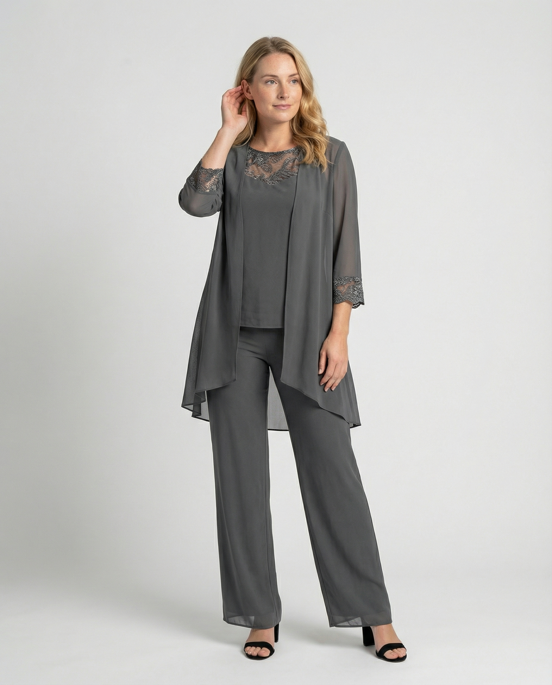 Damen Dreiteiliges Business-Set mit Blazer, Weste & Hose | Heidi-Mode