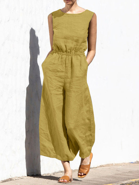 Moderner Baumwoll-Jumpsuit mit weiten Beinen