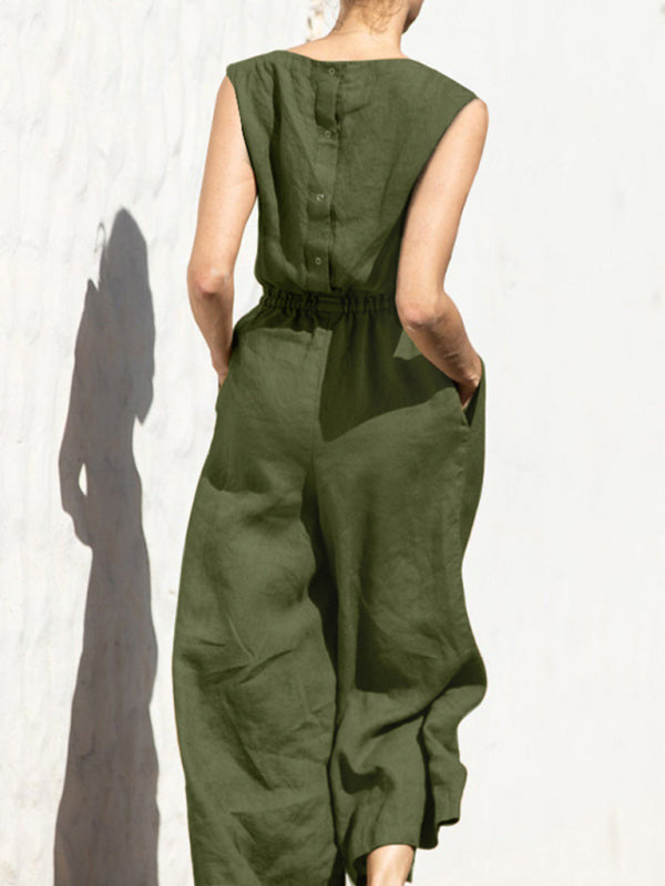 Moderner Baumwoll-Jumpsuit mit weiten Beinen