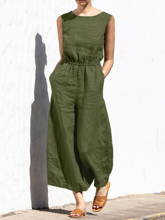 Moderner Baumwoll-Jumpsuit mit weiten Beinen