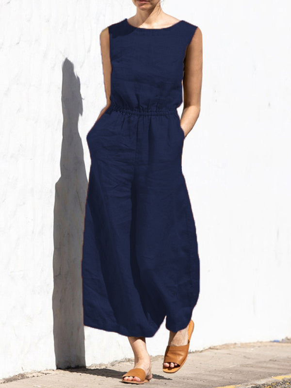 Moderner Baumwoll-Jumpsuit mit weiten Beinen