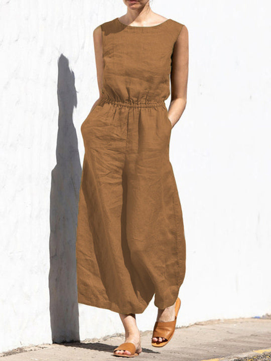 Moderner Baumwoll-Jumpsuit mit weiten Beinen