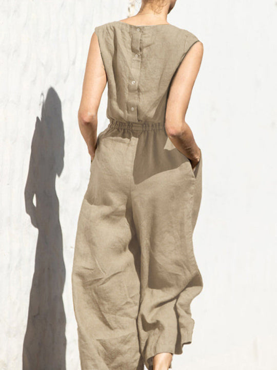 Moderner Baumwoll-Jumpsuit mit weiten Beinen