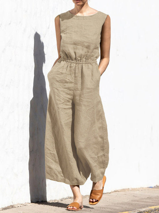 Moderner Baumwoll-Jumpsuit mit weiten Beinen