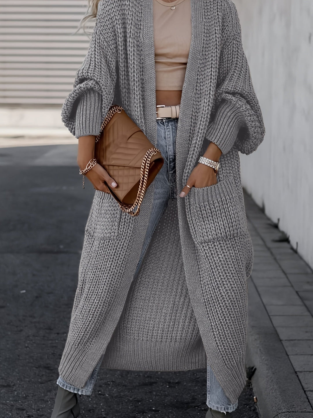 Lässiger gestrickter lange Cardigan für Damen