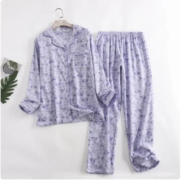 Heidi-Mode | Bequemes Damen Pyjama Satz mit Lebendigen Mustern Zweiteiler