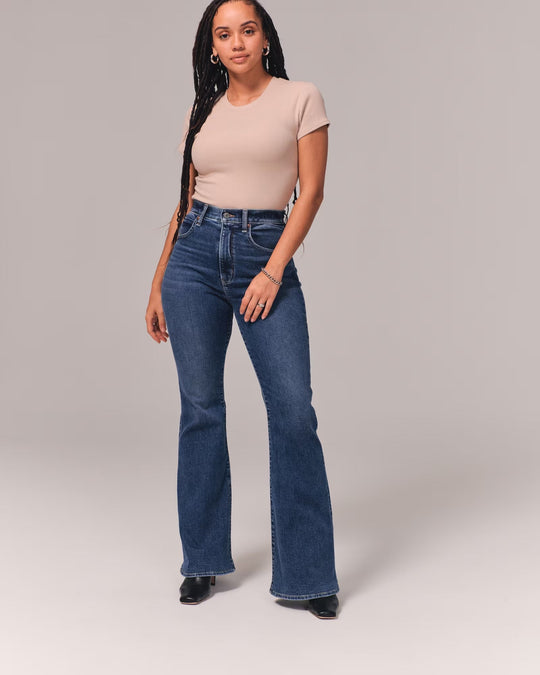 Damen High-Waist Bootcut-Jeans