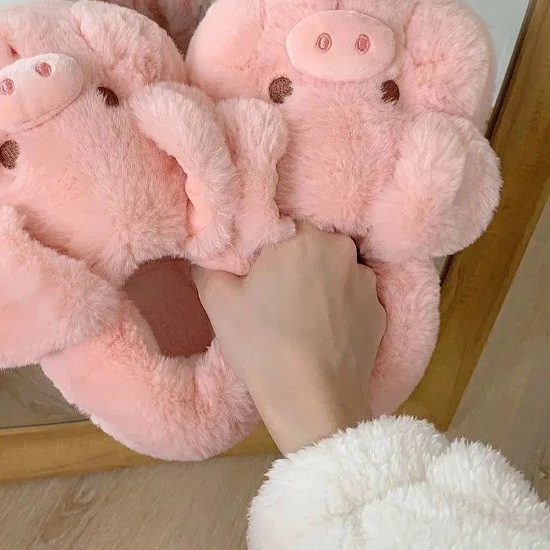 Heidi-Mode | Flauschige Schwein Hausschuhe