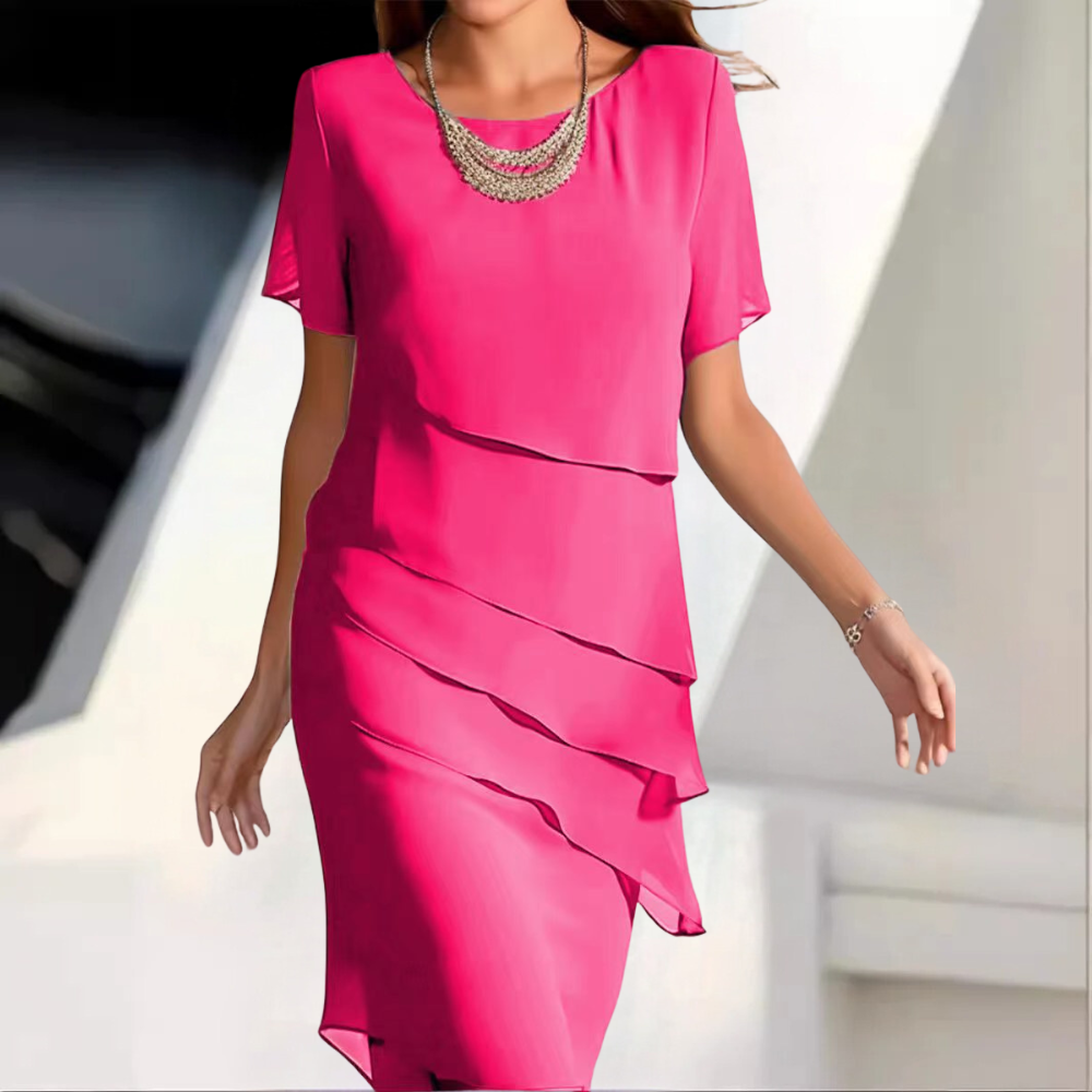 Heidi-Mode | Luftig und elegant Midikleid aus weichem Chiffon mit sanften Lagen