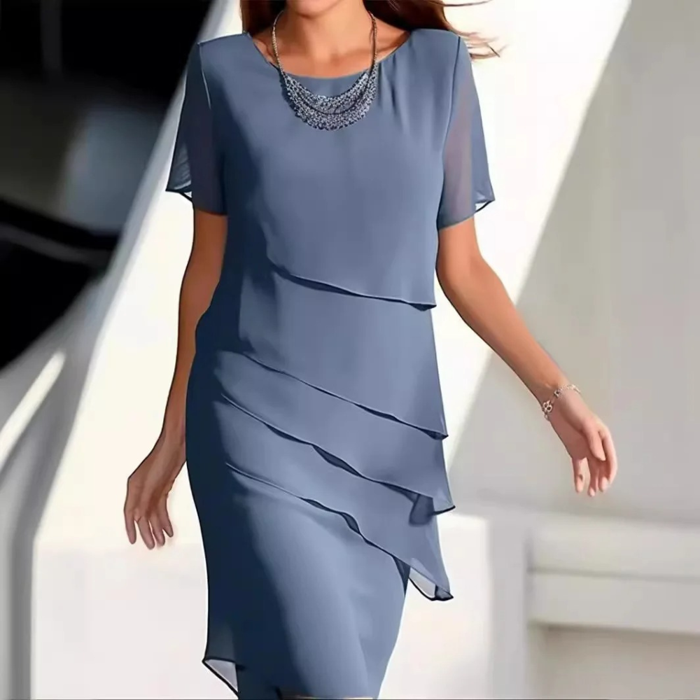 Heidi-Mode | Luftig und elegant Midikleid aus weichem Chiffon mit sanften Lagen