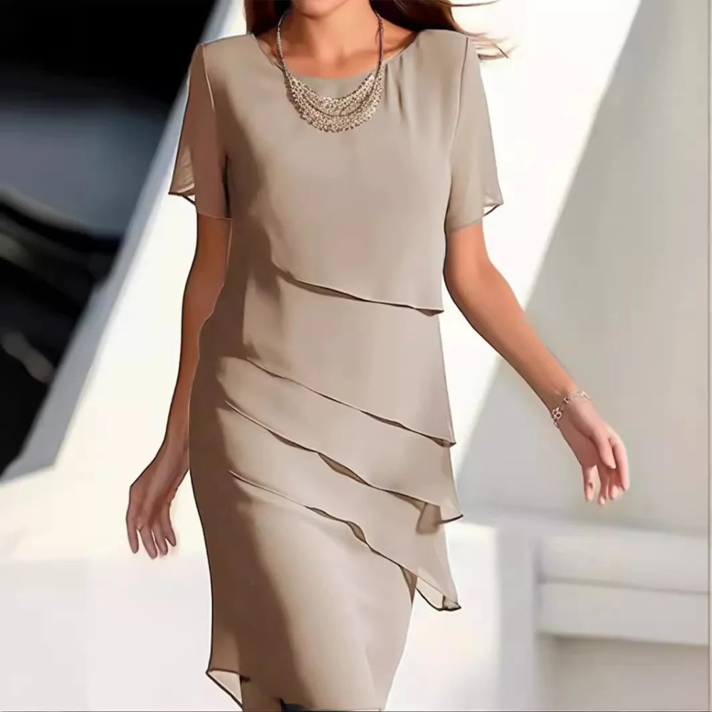 Heidi-Mode | Luftig und elegant Midikleid aus weichem Chiffon mit sanften Lagen