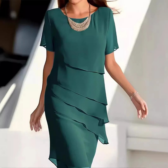 Heidi-Mode | Luftig und elegant Midikleid aus weichem Chiffon mit sanften Lagen