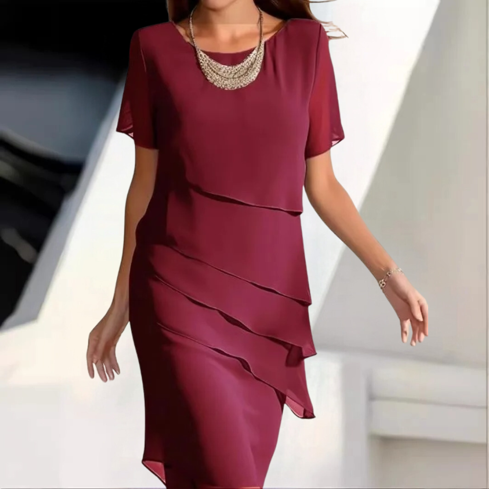 Heidi-Mode | Luftig und elegant Midikleid aus weichem Chiffon mit sanften Lagen