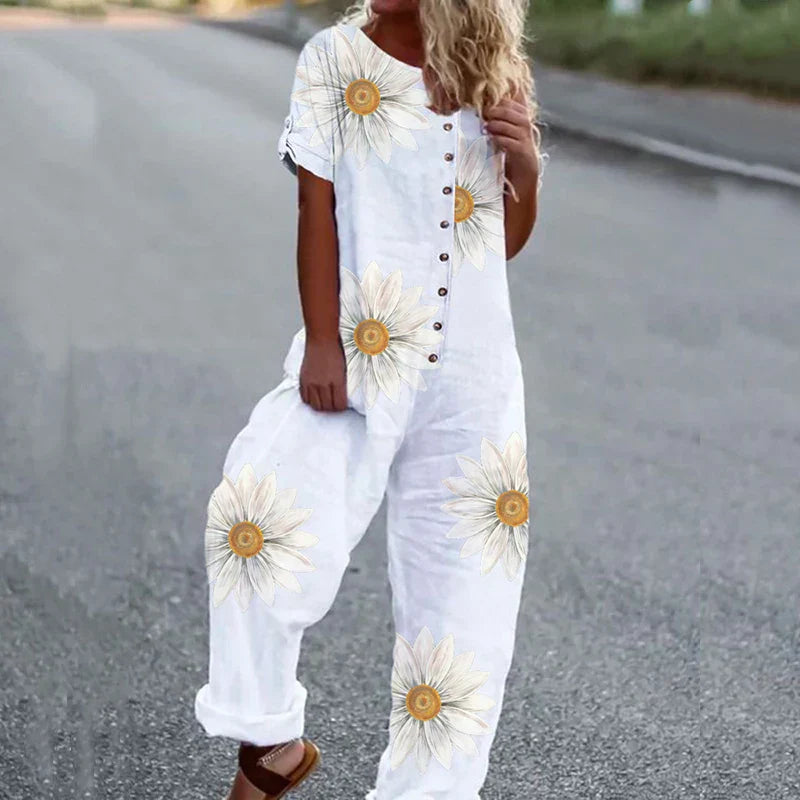 Heidi - Chrysanthemen-Druck Jumpsuit