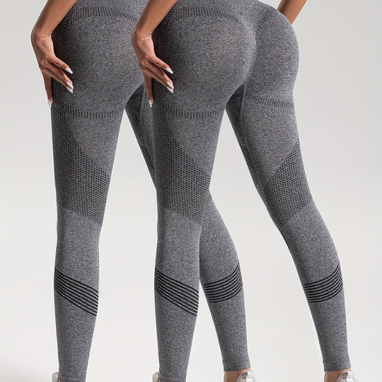 Heidi-Mode | Eleganz Set aus 2 Gepunkteten Fitness-Leggings für Stilvolle Workouts