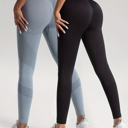 Heidi-Mode | Eleganz Set aus 2 Gepunkteten Fitness-Leggings für Stilvolle Workouts
