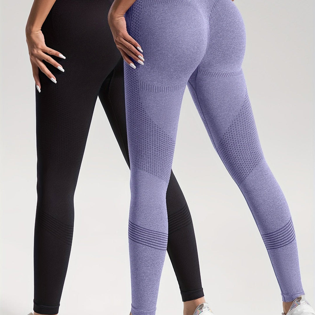 Heidi-Mode | Eleganz Set aus 2 Gepunkteten Fitness-Leggings für Stilvolle Workouts