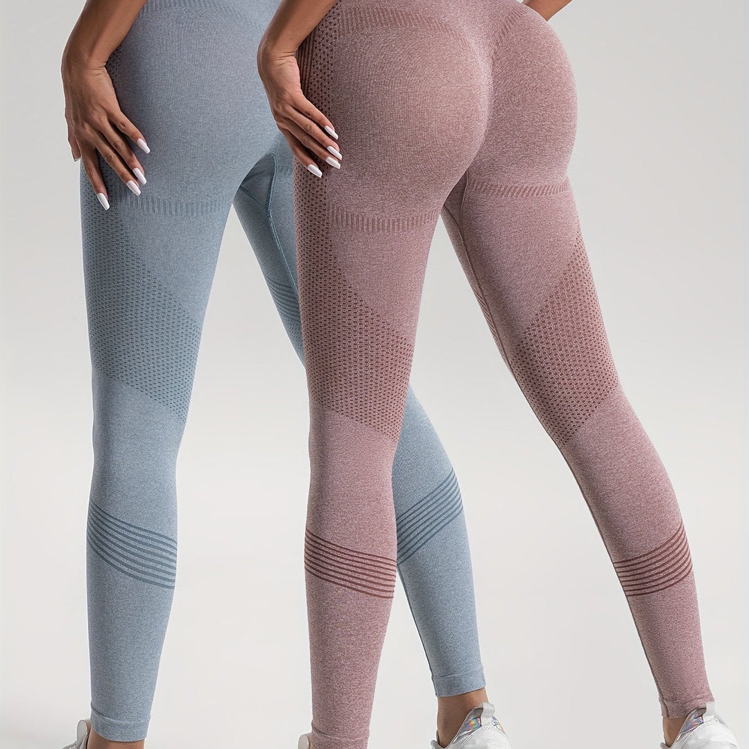 Heidi-Mode | Eleganz Set aus 2 Gepunkteten Fitness-Leggings für Stilvolle Workouts