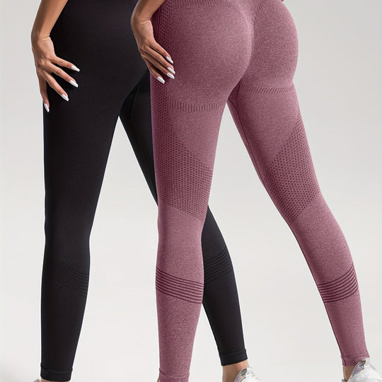 Heidi-Mode | Eleganz Set aus 2 Gepunkteten Fitness-Leggings für Stilvolle Workouts