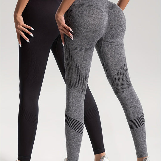 Heidi-Mode | Eleganz Set aus 2 Gepunkteten Fitness-Leggings für Stilvolle Workouts