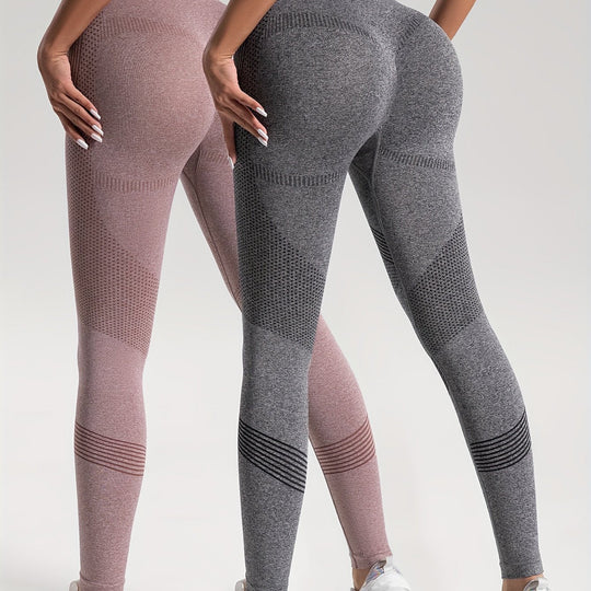 Heidi-Mode | Eleganz Set aus 2 Gepunkteten Fitness-Leggings für Stilvolle Workouts