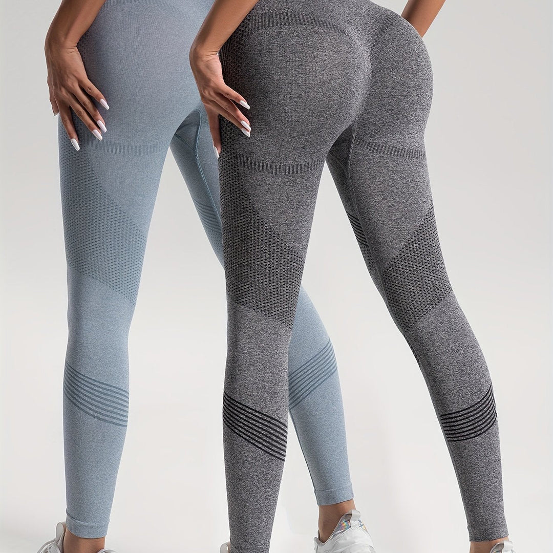 Heidi-Mode | Eleganz Set aus 2 Gepunkteten Fitness-Leggings für Stilvolle Workouts