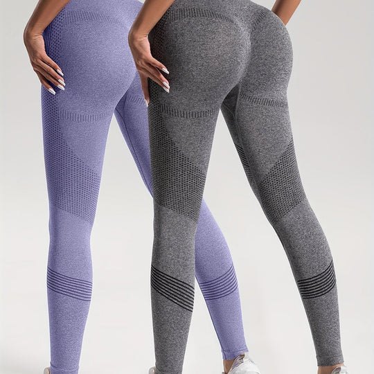 Heidi-Mode | Eleganz Set aus 2 Gepunkteten Fitness-Leggings für Stilvolle Workouts