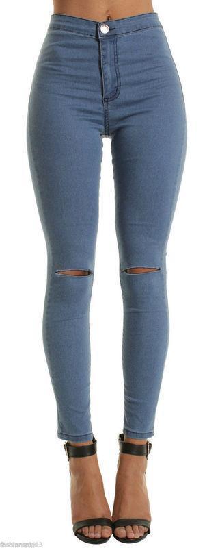 Heidi-Mode | Knie-Schlitz Hohe Taille Weiße Skinny Jeans