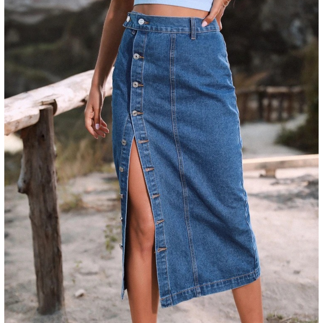 Heidi-Mode | Design Blaue Lange Jeansrock