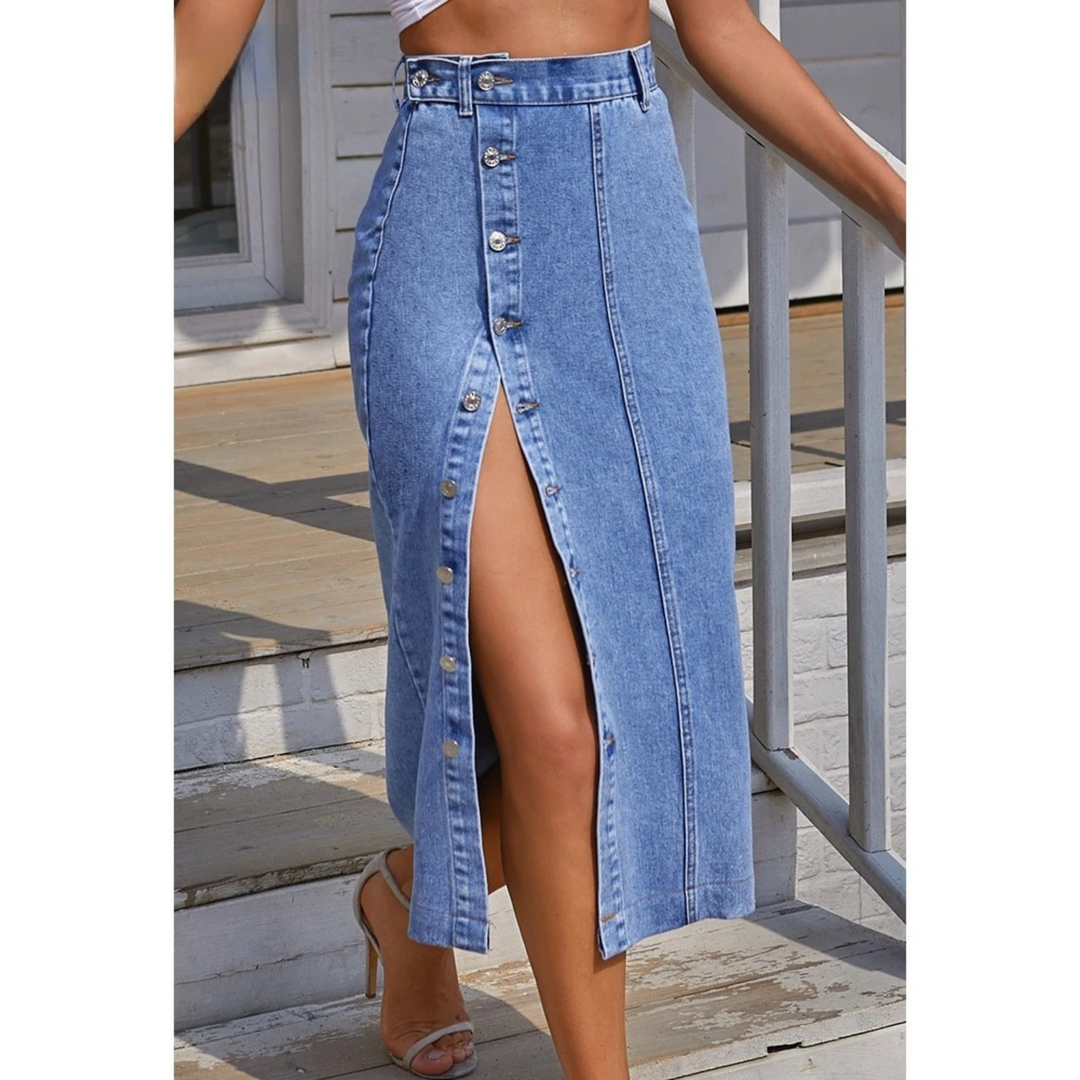 Heidi-Mode | Design Blaue Lange Jeansrock