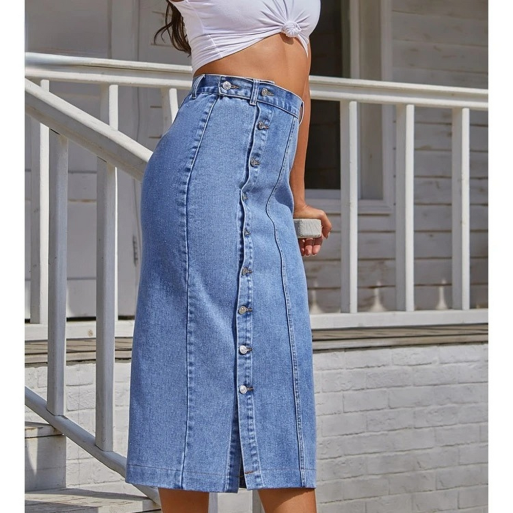 Heidi-Mode | Design Blaue Lange Jeansrock