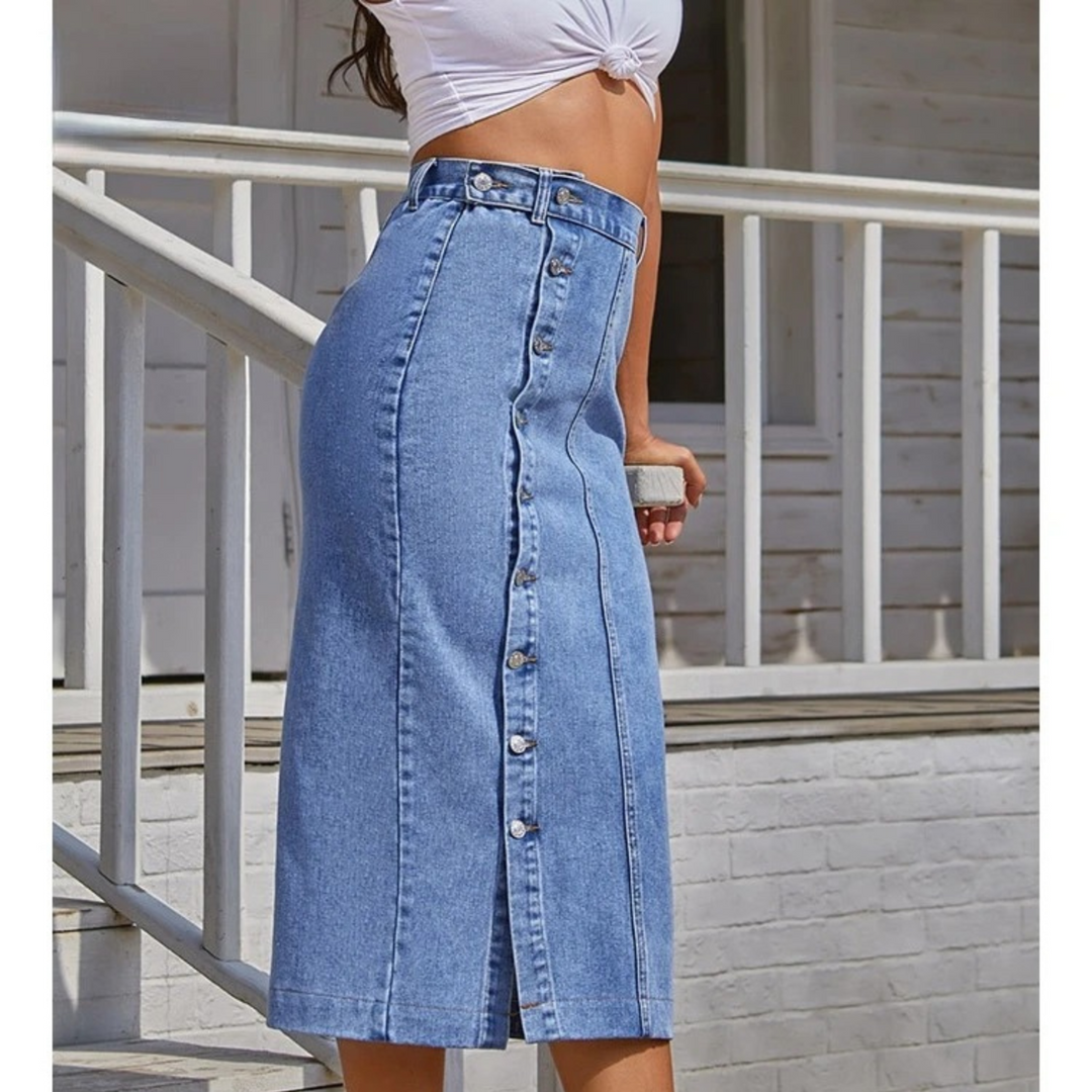 Heidi-Mode | Design Blaue Lange Jeansrock