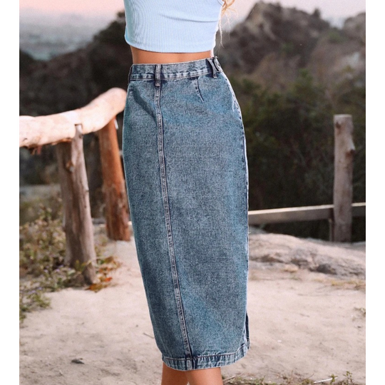 Heidi-Mode | Design Blaue Lange Jeansrock