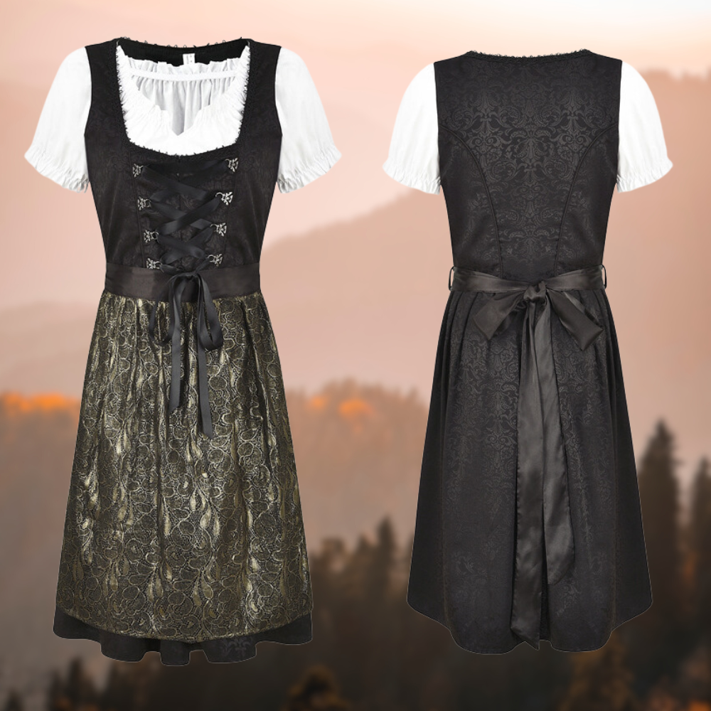 ein einzigartiges traditionelles Kostüm für Damen mit Schürze und Bluse