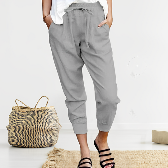 Heidi-Mode | Damen Stoffhose Slim Fit Tunnelzug