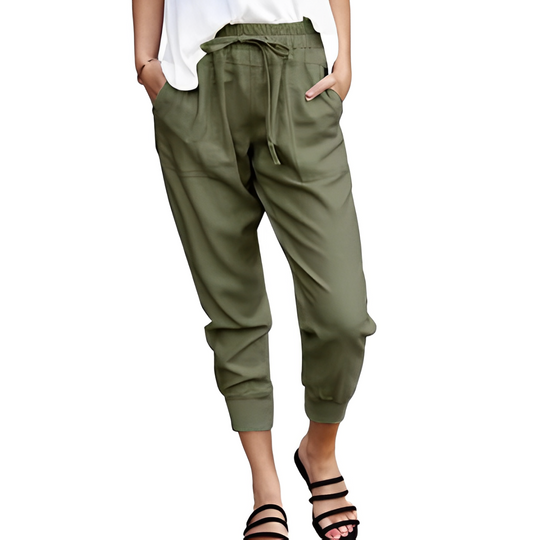 Heidi-Mode | Damen Stoffhose Slim Fit Tunnelzug